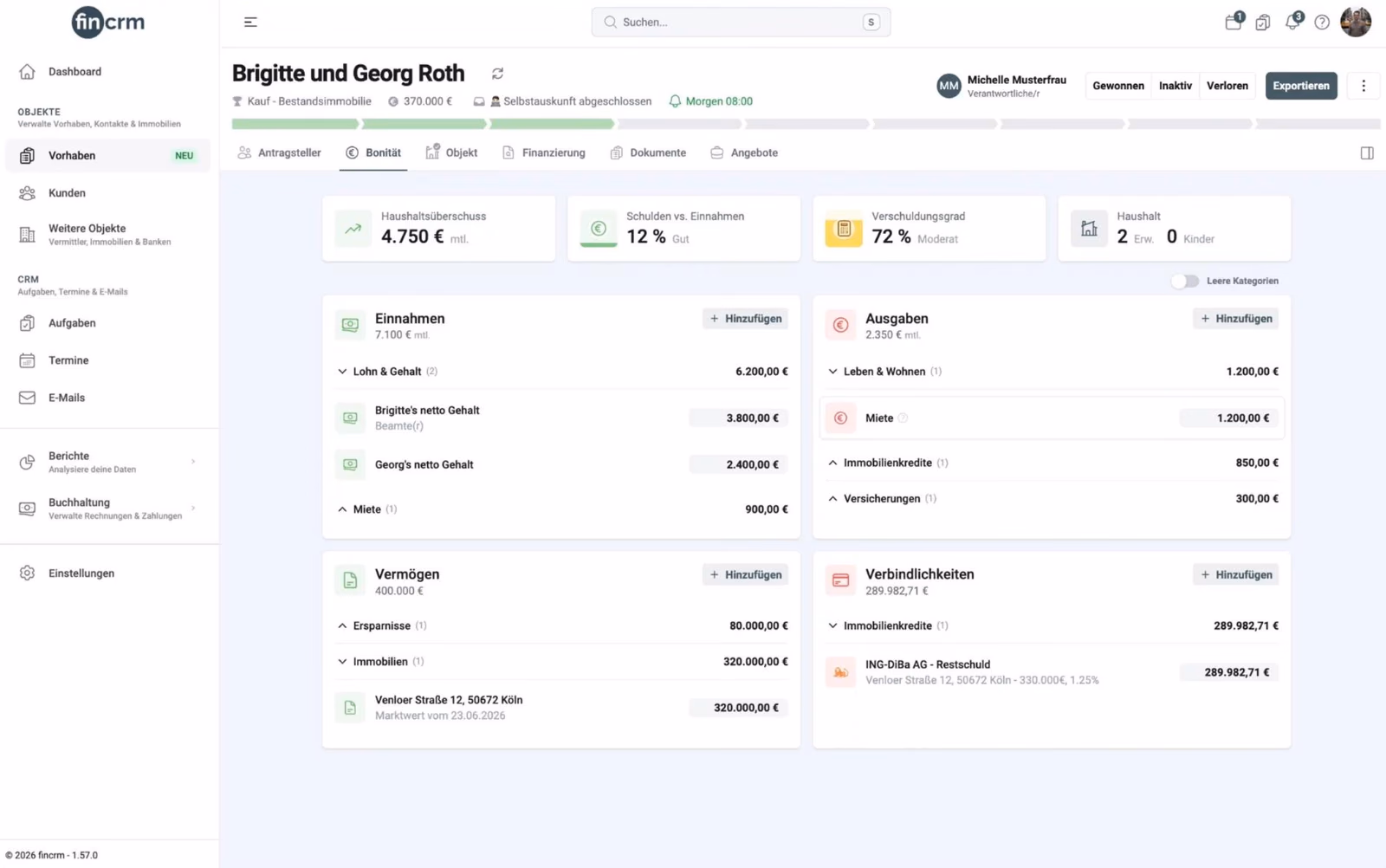 fincrm Leadgenerierung: zentraler Posteingang aller Leadquellen
